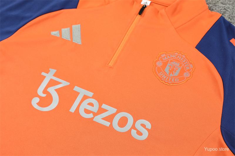 Ensemble de survêtement Manchester United Half-Zipper "Orange & Blue " 2024/2025