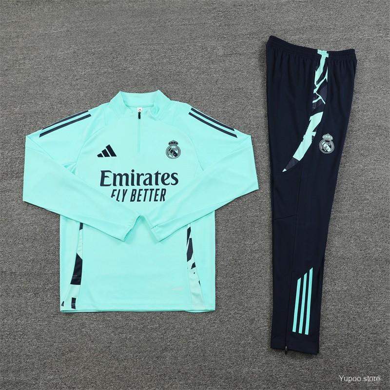 Ensemble de survêtement Real Madrid Half-Zipper "Light Blue" 2024/2025