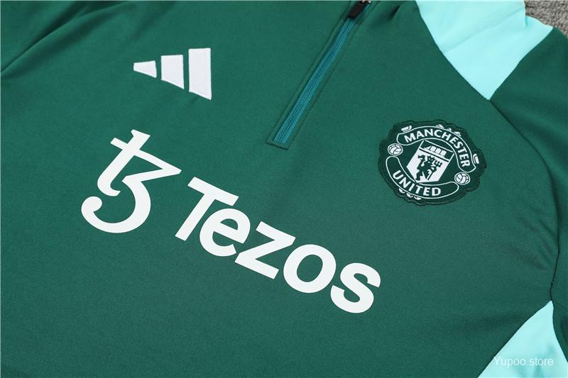 Ensemble de survêtement Manchester United Half-Zipper "Black & Green " 2024/2025