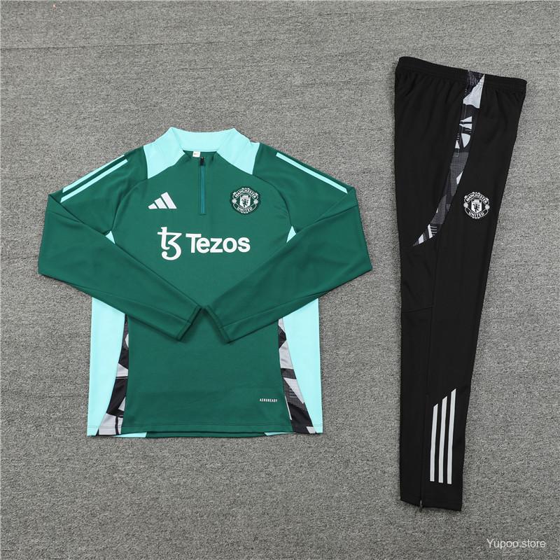 Ensemble de survêtement Manchester United Half-Zipper "Black & Green " 2024/2025