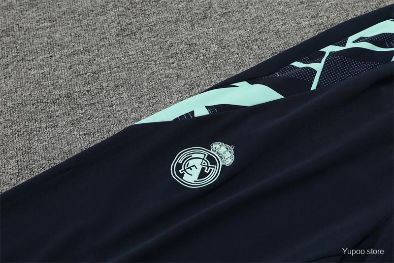 Ensemble de survêtement Real Madrid Half-Zipper "Light Blue" 2024/2025