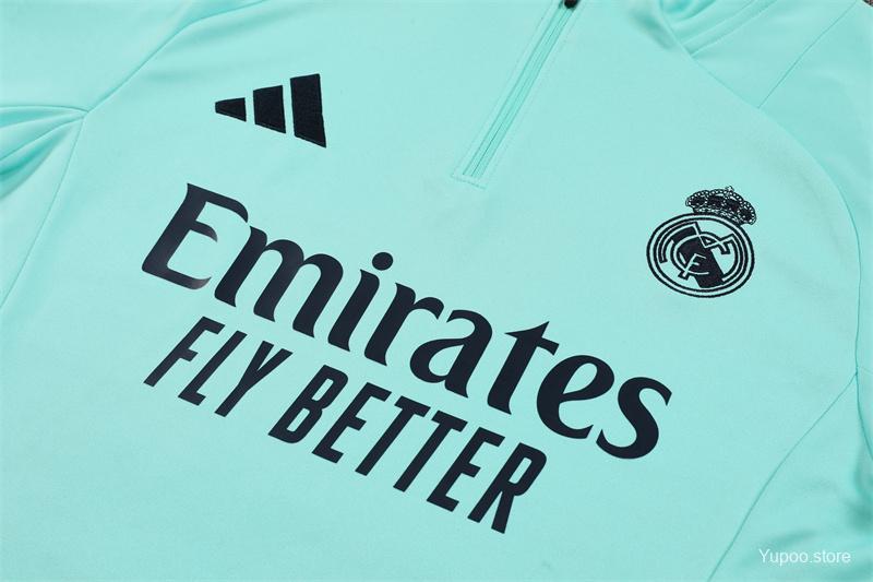 Ensemble de survêtement Real Madrid Half-Zipper "Light Blue" 2024/2025