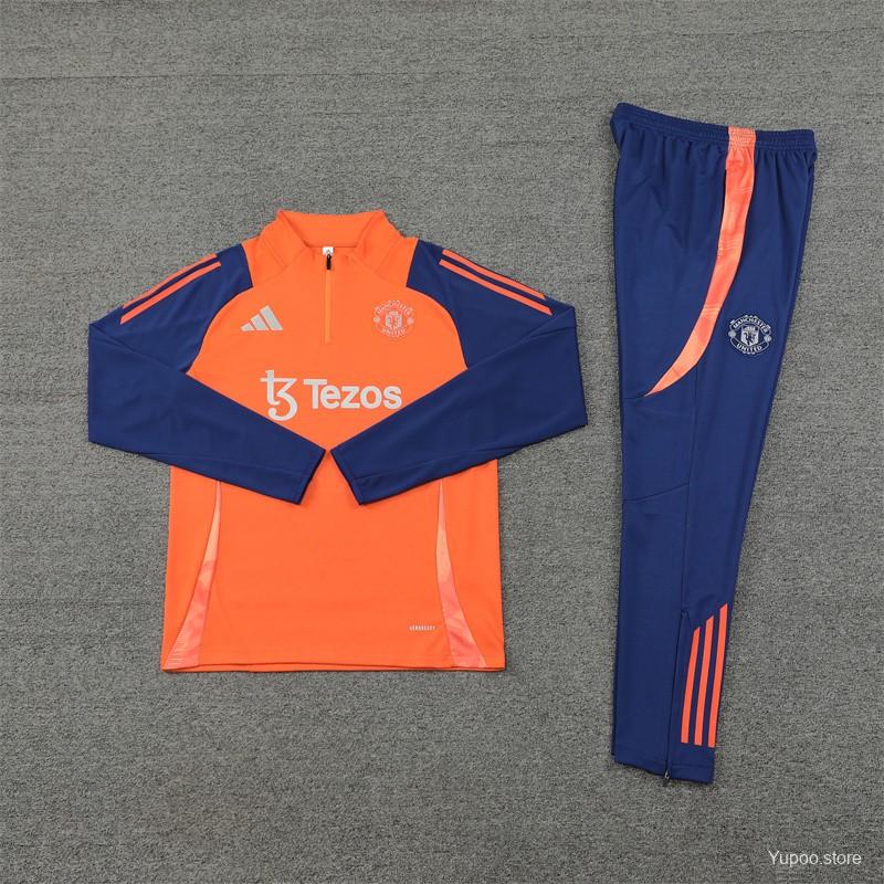Ensemble de survêtement Manchester United Half-Zipper "Orange & Blue " 2024/2025
