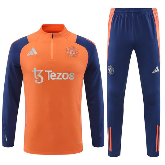 Ensemble de survêtement Manchester United Half-Zipper "Orange & Blue " 2024/2025